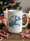 White mug with blue Herb Parsons Lake map and Tennessee text.