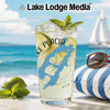 Clear glass with lime drink, mint, and ice featuring Lake Placid map graphic.