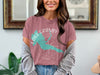 Rose t-shirt with turquoise Lake Granby map and compass graphic.