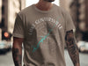 Taupe t-shirt with Lake Guntersville Alabama map and compass graphic.