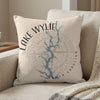 Lake Wylie South Carolina map design on a textured cushion.