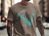 Brown t-shirt with Lake Fork Texas map and compass design.