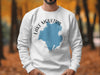 White sweatshirt with "Lake Moultrie South Carolina" text and map graphic.