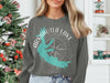 Arkabutla Lake Mississippi graphic on grey long-sleeve crewneck shirt