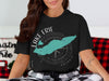 Black t-shirt with Lake Erie map, compass rose, and "Ontario" text.