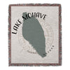 Woven blanket with Lake Mohave map design, compass rose, and Nevada text.