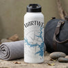 White Hartwell Georgia topographic map compass water bottle with black lid.