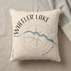 Cream pillow with "Wheeler Lake Alabama" text and map illustration.