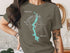 Aziscohos Lake Maine graphic with compass on a gray t-shirt.