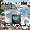 Mug, tumbler, and water bottle with Big Sandy Lake graphic.
