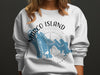 White sweatshirt with Marco Island, Florida map graphic and compass rose.