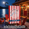 Garden flag with red and white stripes, Watts Bar Lake map, and "The Smith Family."