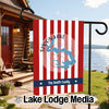 Garden flag with red and white stripes, Spoon Lake Illinois map, and "The Smith Family."