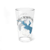 Clear glass with Whiskeytown Lake map and compass design.