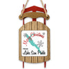 Wooden sled ornament with "Merry Christmas FROM Lake San Pablo" and a lake map.