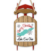 Wooden sled ornament with "Merry Christmas From Lake Erie Ohio" and snowflakes.