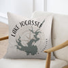 Lake Jocassee South Carolina map and compass design on a light-colored pillow.