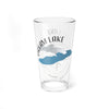Clear glass pint glass with "Dream Lake" text, a compass rose, and a blue lake graphic.
