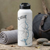 White water bottle with lake outline and compass rose design, "OAHE" text.