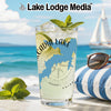 Glass of drink with lake map and "Acadia Lake Oklahoma" text.