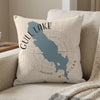 Gull Lake Michigan map on a decorative pillow with compass rose detail.