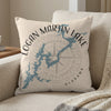 Logan Martin Lake Alabama map design on a textured pillow.