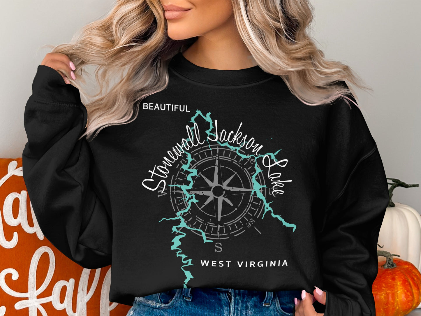 Stonewall Jackson Lake West Virginia Map Design T-Shirt or Sweatshirt