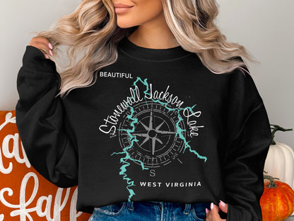 Stonewall Jackson Lake West Virginia Map Design T-Shirt or Sweatshirt