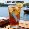 Glass of iced tea with Lake Berryessa map and compass design.