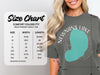 Comfort Colors 1717 heavyweight adult tee size chart showing width and length measurements.