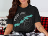 Black t-shirt with Prior Lake Minnesota map over a compass design.