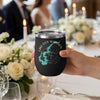 Black tumbler with Lake Cecil M Harden map and compass graphic.