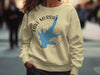 Cream sweatshirt with blue Lake Murray map and compass graphic and text.