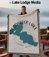 Clearwater Lake Minnesota map woven blanket with fringed edges.