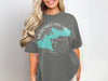 Gray t-shirt with Merrymeeting Lake New Hampshire graphic and compass rose.