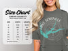 Comfort Colors 1717 heavyweight adult tee size chart with width and length measurements.