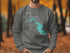 Grey sweatshirt with a compass rose and map of Lake Livingston, Texas.