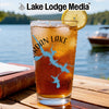 Glass with iced tea, Jordan Lake map, and compass design.