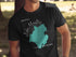 Black t-shirt featuring turquoise Lake Moultrie map and "South Carolina" text.