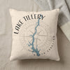 Pillow with Lake Tillery, North Carolina map and compass design
