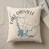 Lake Oroville California map on decorative pillow with compass rose detail