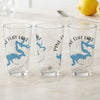 Three clear glasses featuring a blue Pine Flat Lake map and compass design.