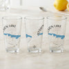 Three clear glasses with "Swartswood Lake New Jersey" and compass design.