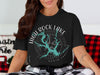 Black t-shirt with High Rock Lake North Carolina map and compass design.