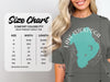 Comfort Colors heavyweight adult tee size chart with width and length measurements.