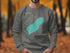 Grey sweatshirt featuring a teal outline of Convict Lake, California.