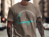 Brown t-shirt with compass graphic and Lake Ossawinnamakee, Minnesota.