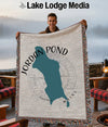 Woven blanket with Jordan Pond map and "MAINE" text.