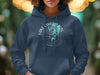 Navy blue hoodie with a compass graphic and Lake Charleston Ontario map detail.