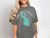 Lake Stanley Draper Oklahoma graphic on a dark grey t-shirt.